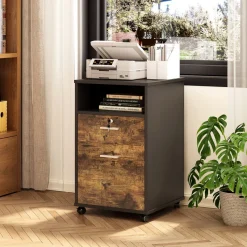 Tribesigns File Cabinets|File Cabinets*2-Drawer File Cabinet Mobile Printer Stand with Lock