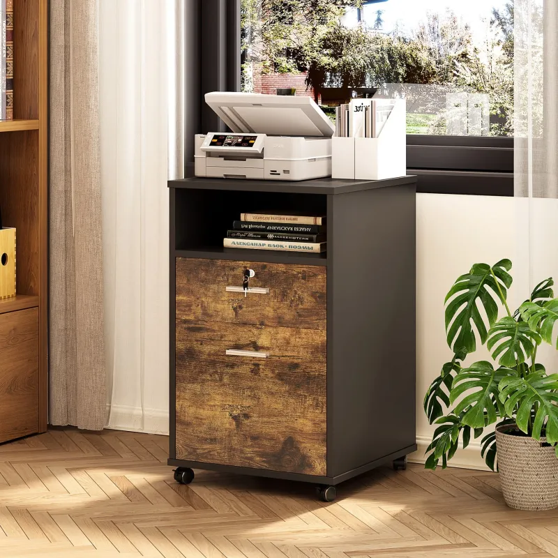 Tribesigns File Cabinets|File Cabinets*2-Drawer File Cabinet Mobile Printer Stand with Lock