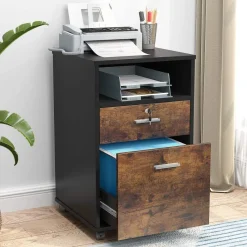 Tribesigns File Cabinets|File Cabinets*2-Drawer File Cabinet Mobile Printer Stand with Lock