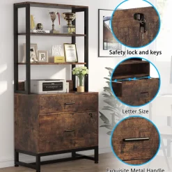 Tribesigns File Cabinets|File Cabinets*2-Drawer File Cabinet, Vertical Filing Cabinet with Lock & Bookshelf