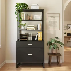 Tribesigns File Cabinets|File Cabinets*2-Drawer File Cabinet, Vertical Filing Cabinet with Lock & Bookshelf