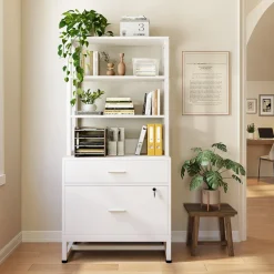 Tribesigns File Cabinets|File Cabinets*2-Drawer File Cabinet, Vertical Filing Cabinet with Lock & Bookshelf