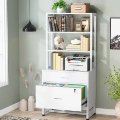 Tribesigns File Cabinets|File Cabinets*2-Drawer File Cabinet, Vertical Filing Cabinet with Lock & Bookshelf