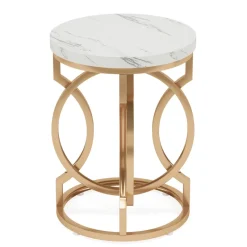 Tribesigns End & Side Tables*End Table, Round Side Table with Faux Marble Top, Modern Bedside Table
