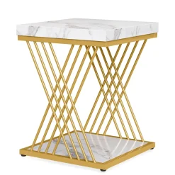 Tribesigns End & Side Tables*End Table, 2-Tier Square Side Table Modern Bedside Table