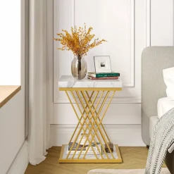 Tribesigns End & Side Tables*End Table, 2-Tier Square Side Table Modern Bedside Table