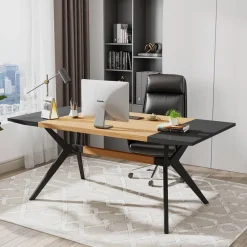 Tribesigns Desks*Executive Desk, 63" Computer Office Desk with X-Shape Frame