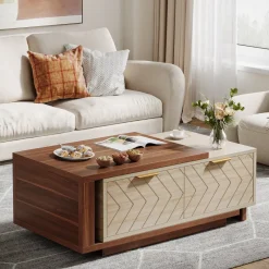 Tribesigns Coffee Tables*Extendable Coffee Table, Center Table Cocktail Table with 2 Storage Drawers