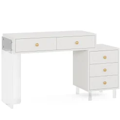 Tribesigns Makeup Vanities*Extendable Makeup Vanity with 5-Drawer and Acrylic Base and Legs(Without Mirror)
