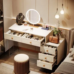 Tribesigns Makeup Vanities*Extendable Makeup Vanity with 5-Drawer and Acrylic Base and Legs(Without Mirror)