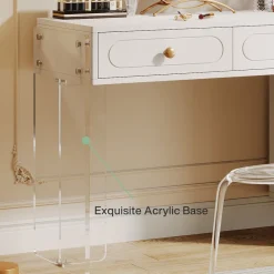 Tribesigns Makeup Vanities*Extendable Makeup Vanity with 5-Drawer and Acrylic Base and Legs(Without Mirror)