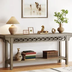 Tribesigns Console Tables|Console Tables*Farmhouse Console Table, 70.8" Narrow Wood Sofa Table with Storage