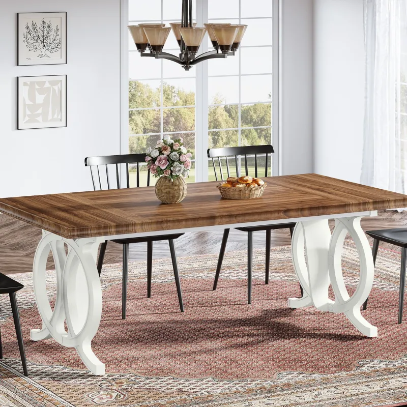 Tribesigns Dining Tables*Farmhouse Dining Table, 70.8" Wood Kitchen Table For 6 People