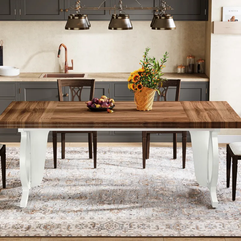 Tribesigns Dining Tables*Farmhouse Dining Table, 70.8" Wood Kitchen Table For 6 People