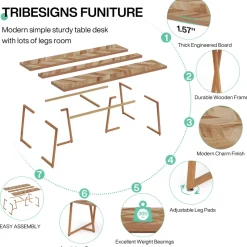 Tribesigns Dining Tables*Farmhouse Dining Table for 6 to 8, 70.9