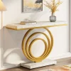Tribesigns Console Tables|Console Tables*Faux Marble Console Table, 41" Entryway Sofa Table with Gold Ring Base