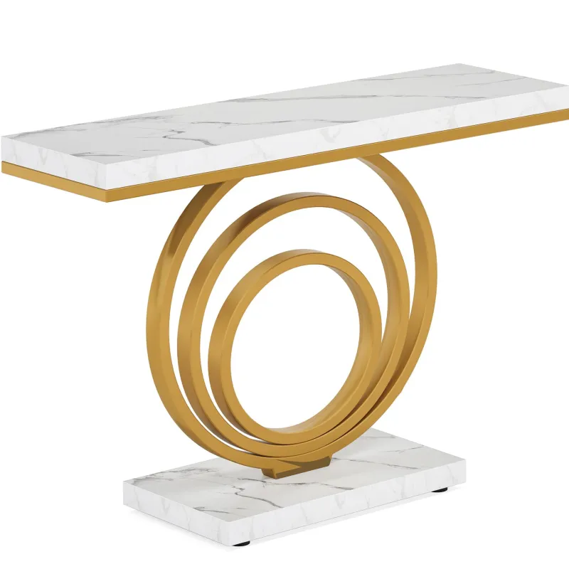 Tribesigns Console Tables|Console Tables*Faux Marble Console Table, 41" Entryway Sofa Table with Gold Ring Base