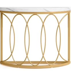 Tribesigns Console Tables|Console Tables*Faux Marble Console Table, 43" Half Moon Sofa Entryway Table