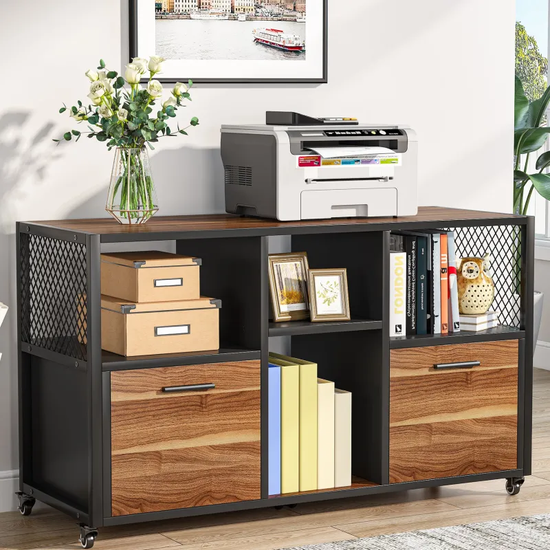 Tribesigns File Cabinets|File Cabinets*File Cabinet, 2 Drawer Wood Mobile Lateral Filing Cabinet