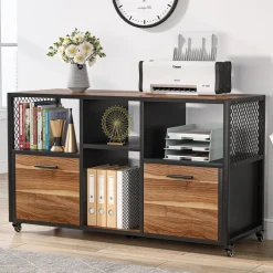 Tribesigns File Cabinets|File Cabinets*File Cabinet, 2 Drawer Wood Mobile Lateral Filing Cabinet