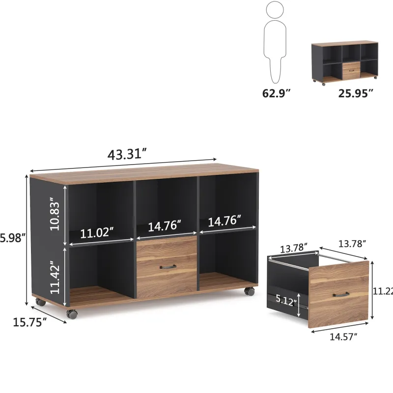 Tribesigns File Cabinets|File Cabinets*File Cabinet, 43 inches Mobile Filing Cabinet for Letter Size