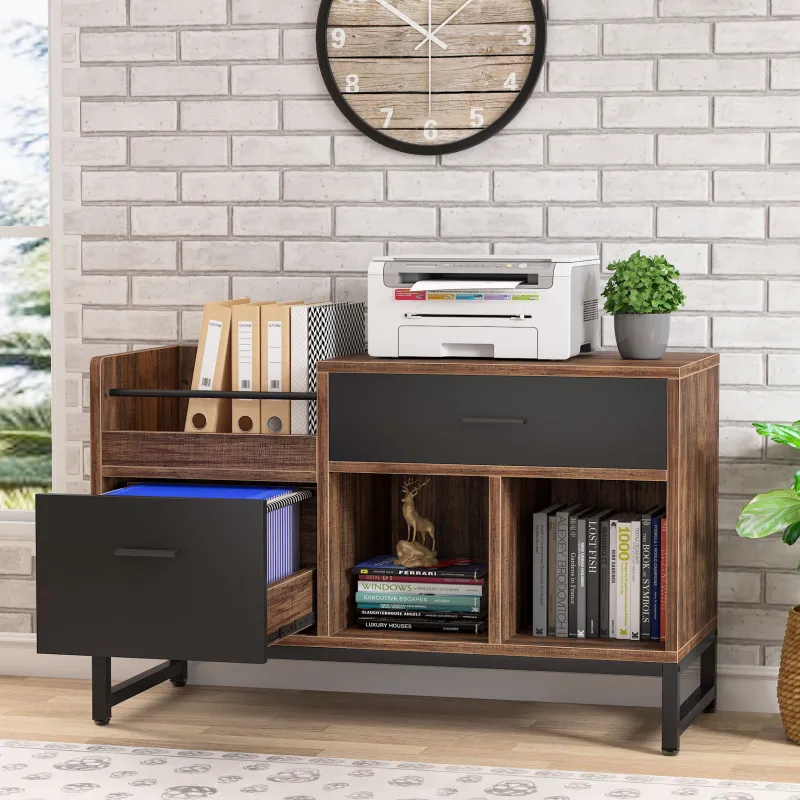 Tribesigns File Cabinets|File Cabinets*File Cabinet, Rustic Lateral Filing Cabinet with 2 Drawers