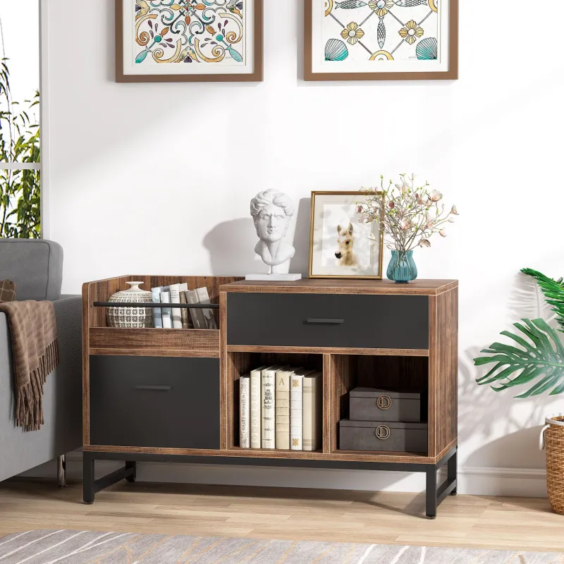 Tribesigns File Cabinets|File Cabinets*File Cabinet, Rustic Lateral Filing Cabinet with 2 Drawers