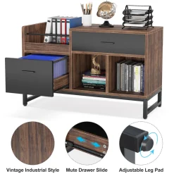 Tribesigns File Cabinets|File Cabinets*File Cabinet, Rustic Lateral Filing Cabinet with 2 Drawers