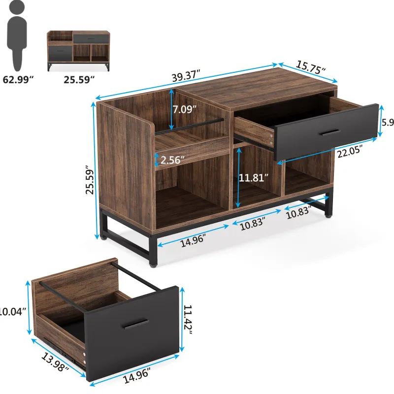 Tribesigns File Cabinets|File Cabinets*File Cabinet, Rustic Lateral Filing Cabinet with 2 Drawers
