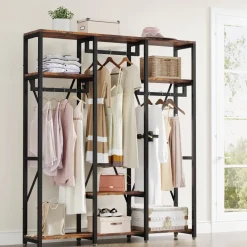 Tribesigns Closet Organizers|Clothes & Garment Racks*Freestanding Closet Organizer, Industrial 3 Rod Garment Rack