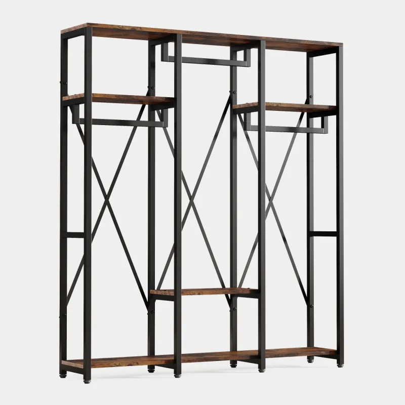 Tribesigns Closet Organizers|Clothes & Garment Racks*Freestanding Closet Organizer, Industrial 3 Rod Garment Rack