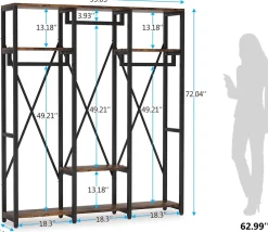 Tribesigns Closet Organizers|Clothes & Garment Racks*Freestanding Closet Organizer, Industrial 3 Rod Garment Rack