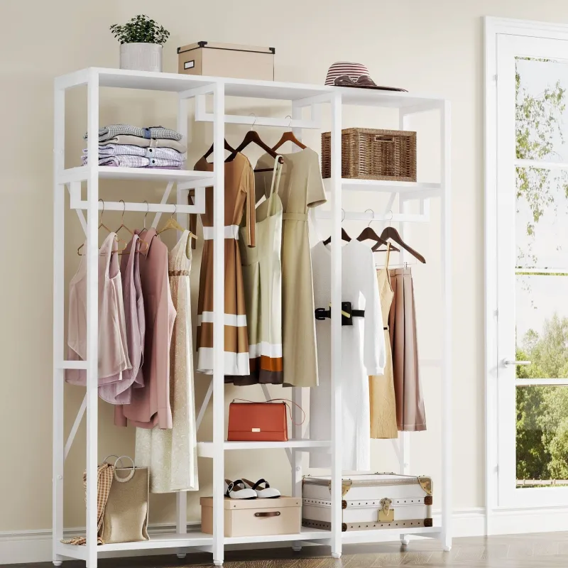 Tribesigns Closet Organizers|Clothes & Garment Racks*Freestanding Closet Organizer, Industrial 3 Rod Garment Rack