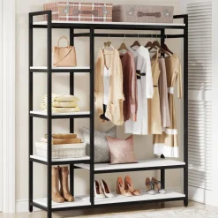 Tribesigns Closet Organizers|Clothes & Garment Racks*Freestanding Closet Organizer, Garment Rack with 6 Shelves
