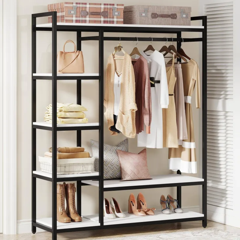 Tribesigns Closet Organizers|Clothes & Garment Racks*Freestanding Closet Organizer, Garment Rack with 6 Shelves