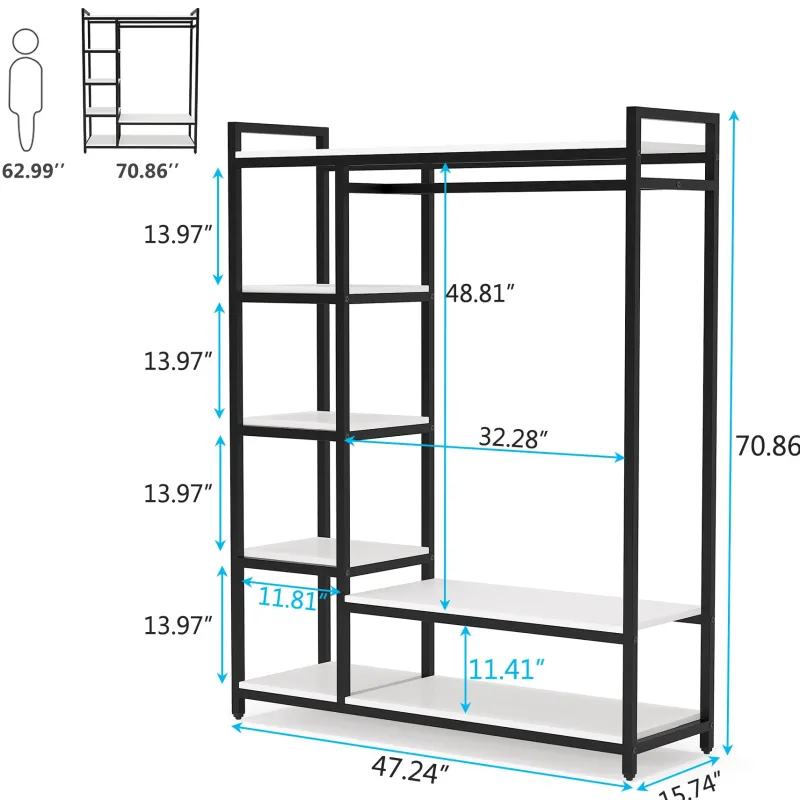 Tribesigns Closet Organizers|Clothes & Garment Racks*Freestanding Closet Organizer, Garment Rack with 6 Shelves