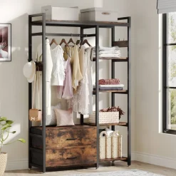 Tribesigns Closet Organizers|Clothes & Garment Racks*Freestanding Closet Organizer, Garment Rack with 2 Fabric Drawers