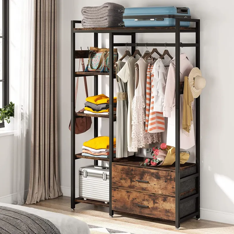 Tribesigns Closet Organizers|Clothes & Garment Racks*Freestanding Closet Organizer, Garment Rack with 2 Fabric Drawers