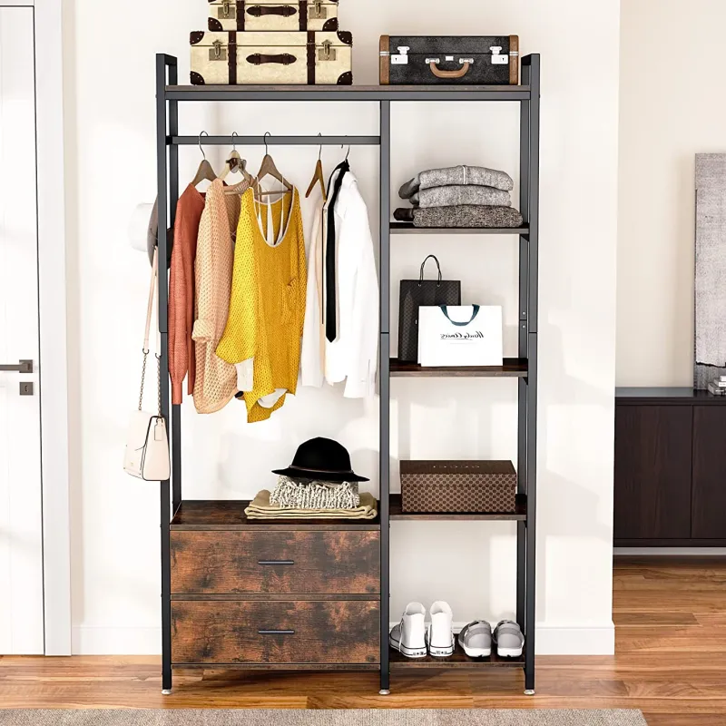Tribesigns Closet Organizers|Clothes & Garment Racks*Freestanding Closet Organizer, Garment Rack with 2 Fabric Drawers