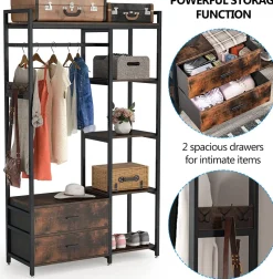 Tribesigns Closet Organizers|Clothes & Garment Racks*Freestanding Closet Organizer, Garment Rack with 2 Fabric Drawers