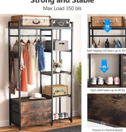 Tribesigns Closet Organizers|Clothes & Garment Racks*Freestanding Closet Organizer, Garment Rack with 2 Fabric Drawers