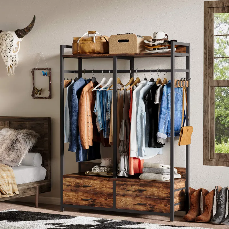 Tribesigns Closet Organizers|Clothes & Garment Racks*Freestanding Closet Organizer, Garment Rack with Drawers & Shelves