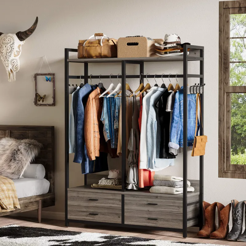 Tribesigns Closet Organizers|Clothes & Garment Racks*Freestanding Closet Organizer, Garment Rack with Drawers & Shelves