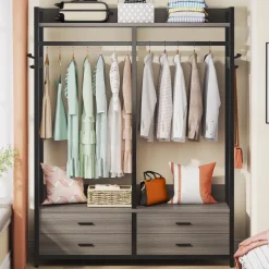 Tribesigns Closet Organizers|Clothes & Garment Racks*Freestanding Closet Organizer, Garment Rack with Drawers & Shelves