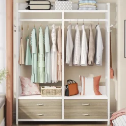 Tribesigns Closet Organizers|Clothes & Garment Racks*Freestanding Closet Organizer, Garment Rack with Drawers & Shelves