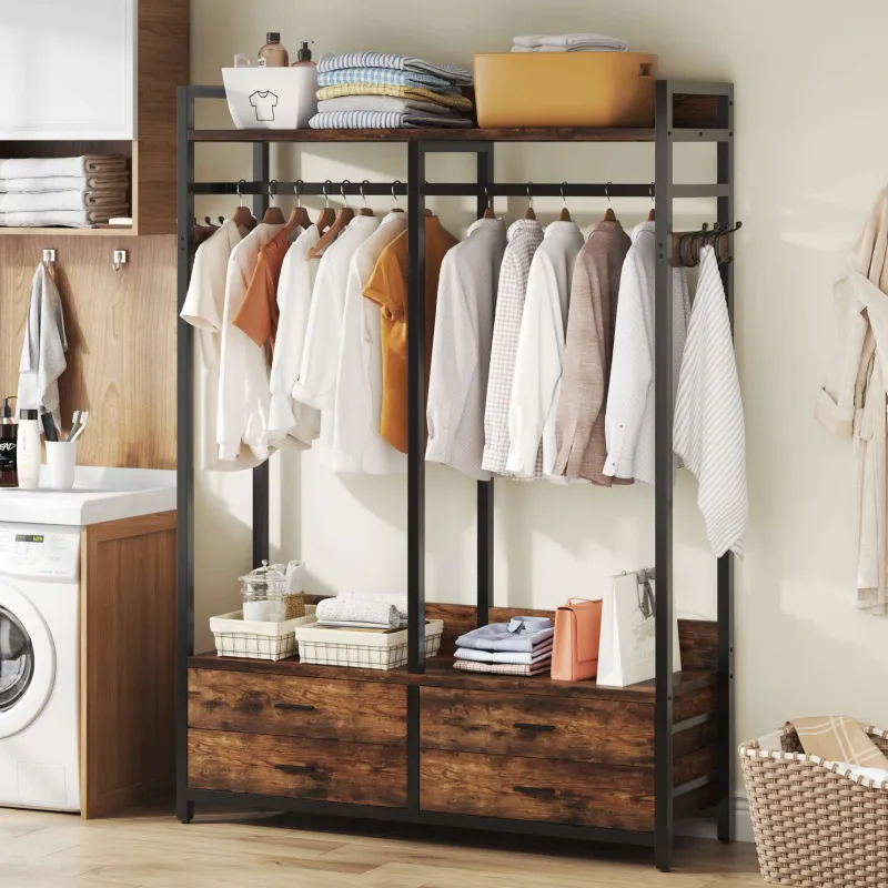 Tribesigns Closet Organizers|Clothes & Garment Racks*Freestanding Closet Organizer, Garment Rack with Drawers & Shelves