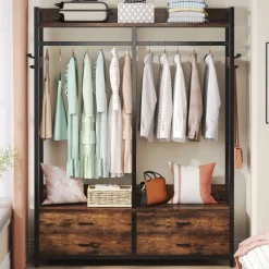 Tribesigns Closet Organizers|Clothes & Garment Racks*Freestanding Closet Organizer, Garment Rack with Drawers & Shelves