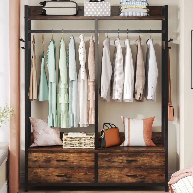 Tribesigns Closet Organizers|Clothes & Garment Racks*Freestanding Closet Organizer, Garment Rack with Drawers & Shelves