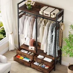 Tribesigns Closet Organizers|Clothes & Garment Racks*Freestanding Closet Organizer, Garment Rack with Drawers & Shelves