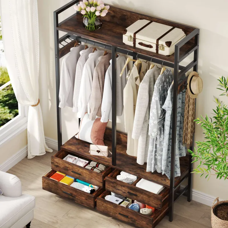 Tribesigns Closet Organizers|Clothes & Garment Racks*Freestanding Closet Organizer, Garment Rack with Drawers & Shelves